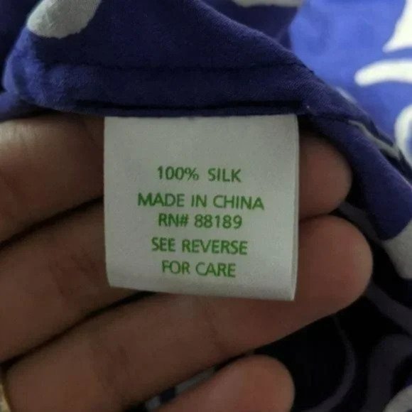 Lilly Pulitzer Elsa blue white silk tide pools seashell blouse size XS - Picture 4 of 5